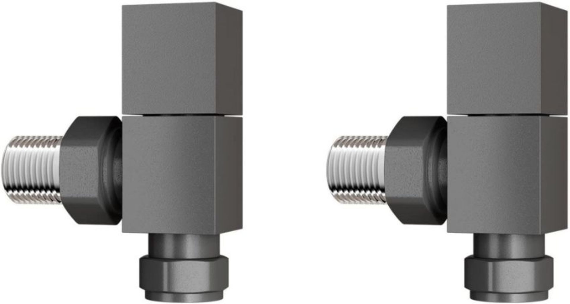 New 15 mm Standard Connection Square Angled Anthracite Radiator Valves. Ra03A. Complies With Bs27...