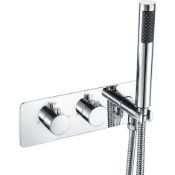 (SUP179) 2 Dial 2 Way Round Thermostatic Concealed Valve Diverter & Shower Handset & Bath Filler