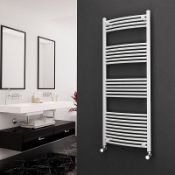 (UK282) 1600x600mm CURVED TOWEL RADIATOR WHITE 1889BTU. Curved, Water Central Heating - Electric