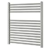 (Q32) TOWEL RADIATOR 700 X 600MM CHROME 859BTU. Flat Front Chrome-Plated Steel Construction Water