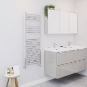 (Q33) FLAT LADDER TOWEL RADIATOR 1200 X 450MM CHROME 1136BTU. High quality chrome-plated steel