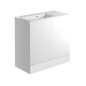 (SUP167) New Bello v2 900mm 2 Door Floor Standing Vanity Unit Inc. Basin - White Gloss . RRP £553.