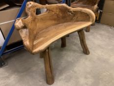 SOLID WOODEN TEAK ROOT 1 SEATER BENCH L80 X W50 X H80 RRP £325