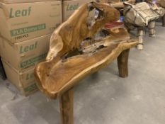 SOLID WOODEN TEAK ROOT 2 SEATER BENCH L120 X W50 X H90 RRP £595