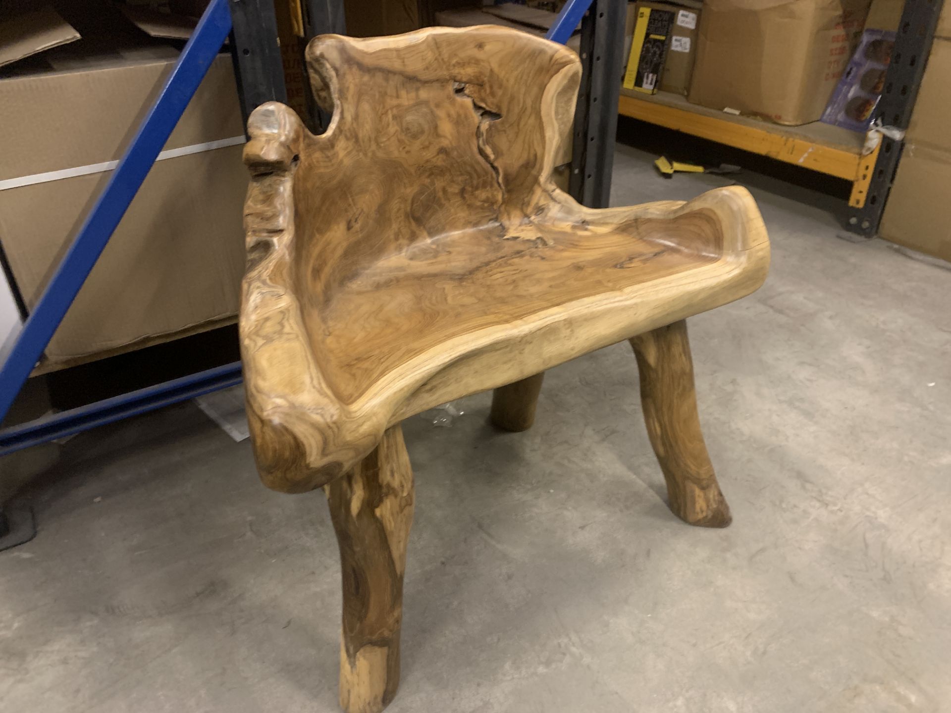 SOLID WOODEN TEAK ROOT 1 SEATER BENCH L80 X W50 X H80 RRP £325 - Image 2 of 2