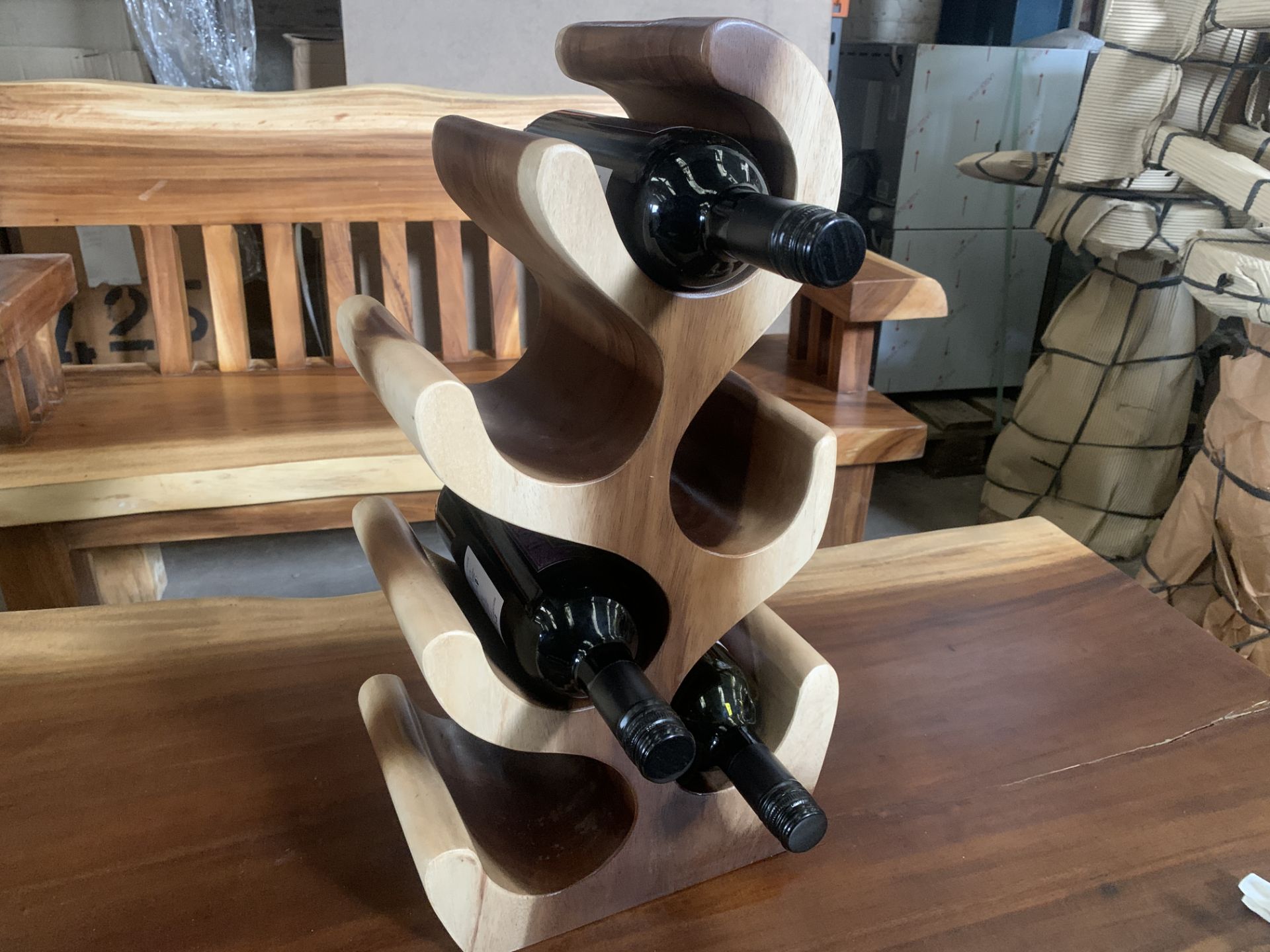 SOLID WOODEN SUAR 6 BOTTLE WINE RACK L30 X W25 X 45 RRP £175 - Image 2 of 2