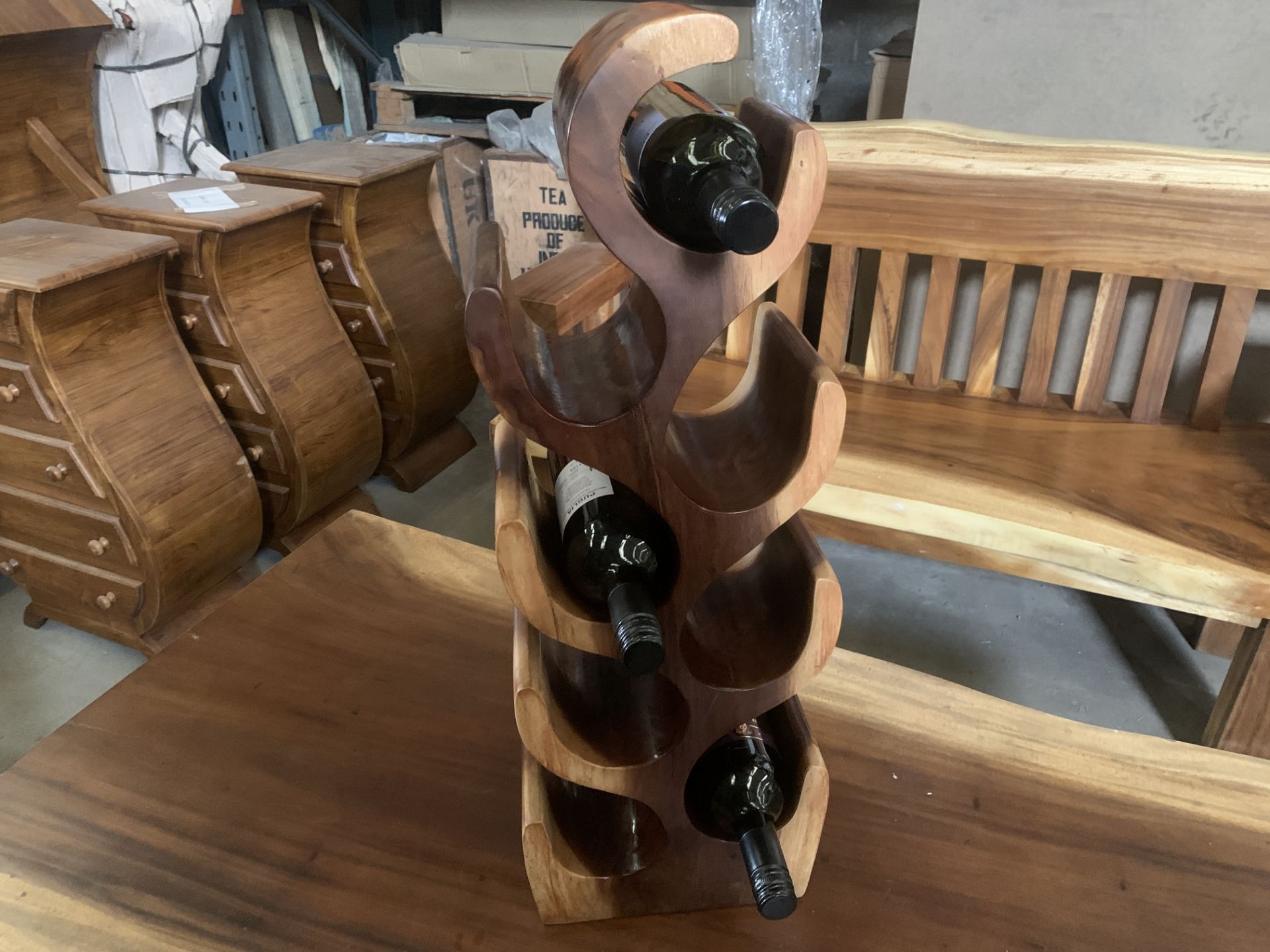 SOLID WOODEN SUAR 8 BOTTLE WINE RACK L30 X W35 X H70 RRP £225 - Image 2 of 2