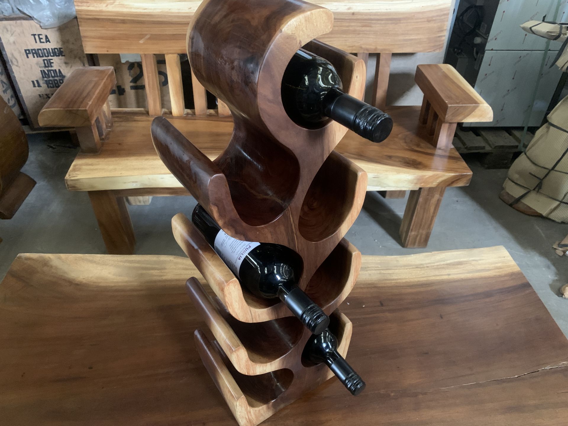 SOLID WOODEN SUAR 8 BOTTLE WINE RACK L30 X W35 X H70 RRP £225 - Image 2 of 2