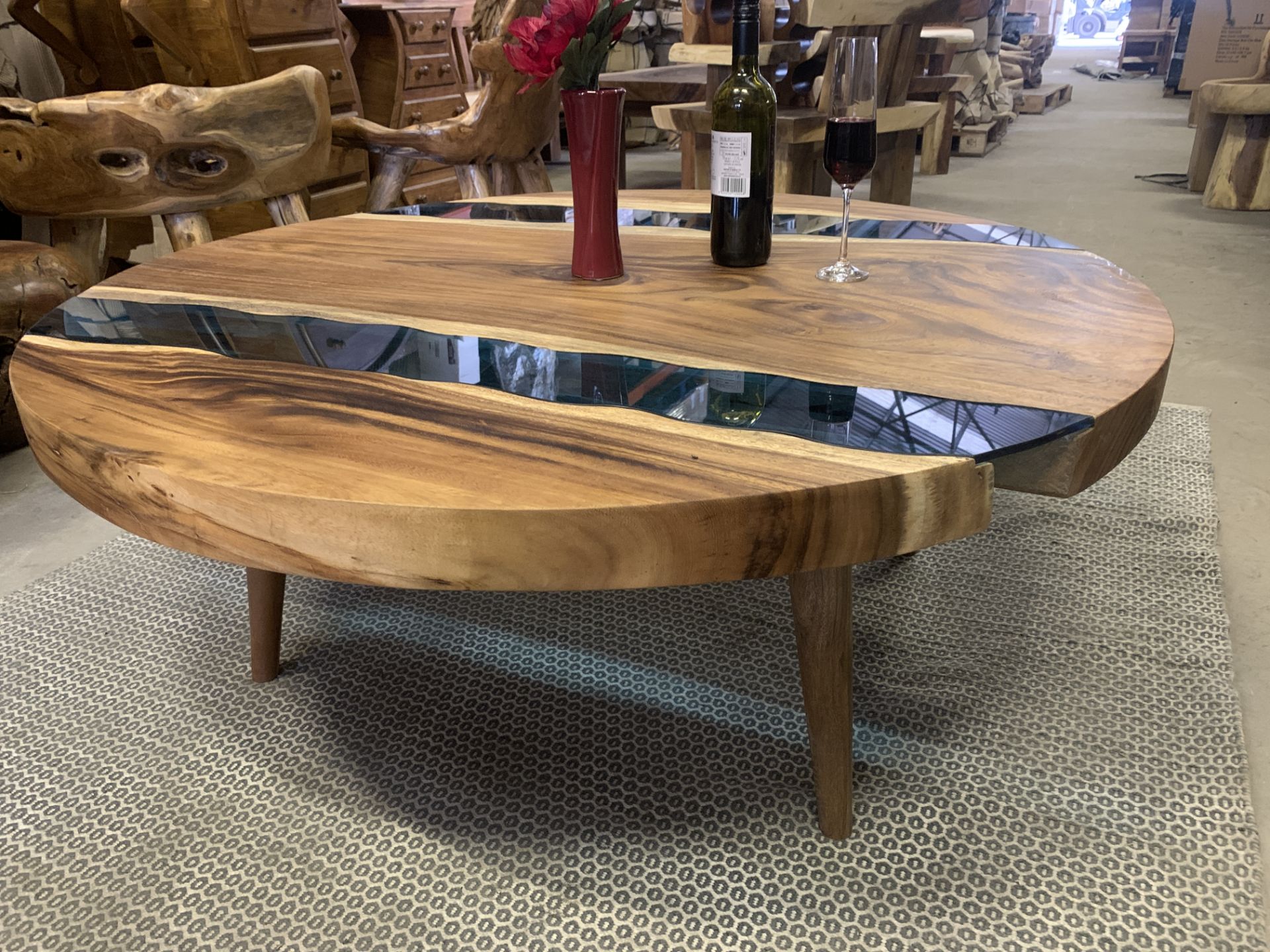 SOLID WOODEN SUAR ROUND RIVER COFFEE TABLE DIA 120 X H45 RRP £895 - Image 3 of 3