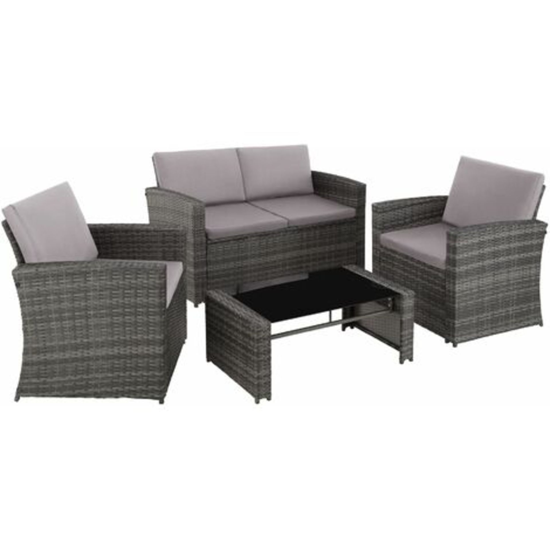 New Boxed - Luxe Valencia 4 Piece Grey Rattan Sofa Set - Includes 2 Seater Sofa, 2 x Chairs & Table. - Image 2 of 4