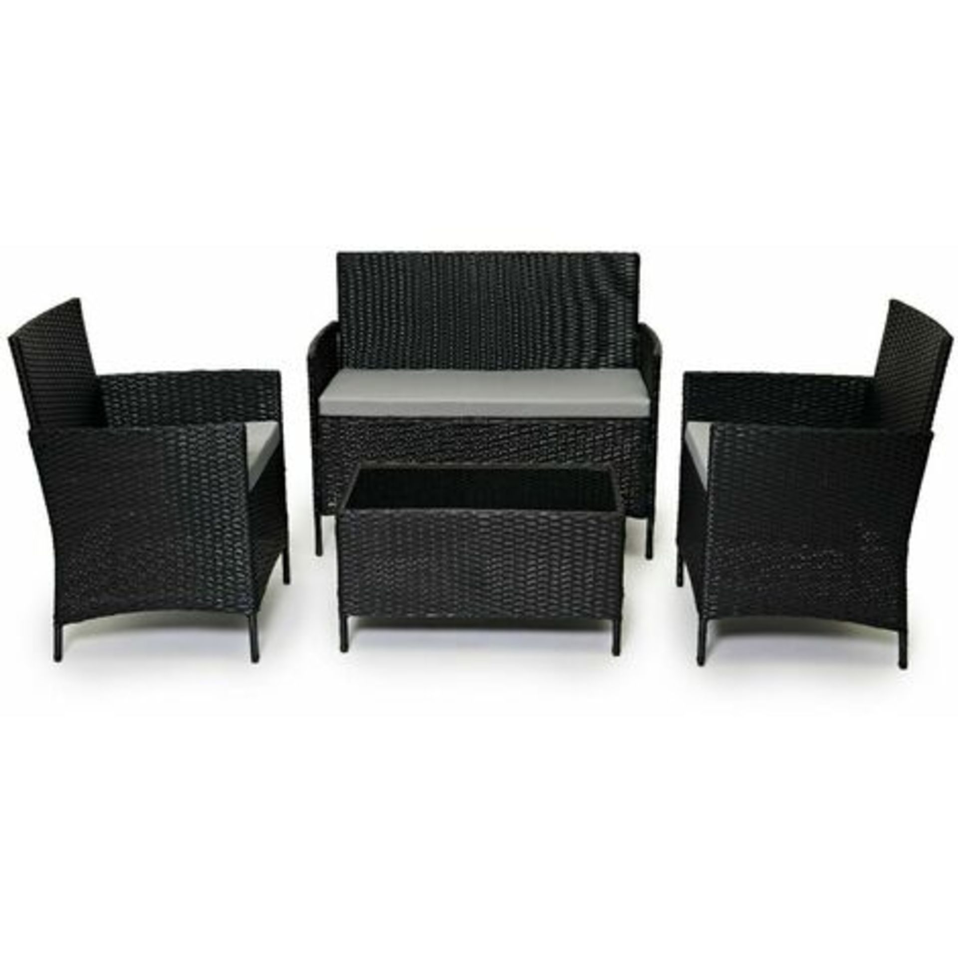New Boxed - Luxe Jasmin 4 Piece Grey Rattan Sofa Set - Includes 2 Seater Sofa, 2 x Chairs & Table.