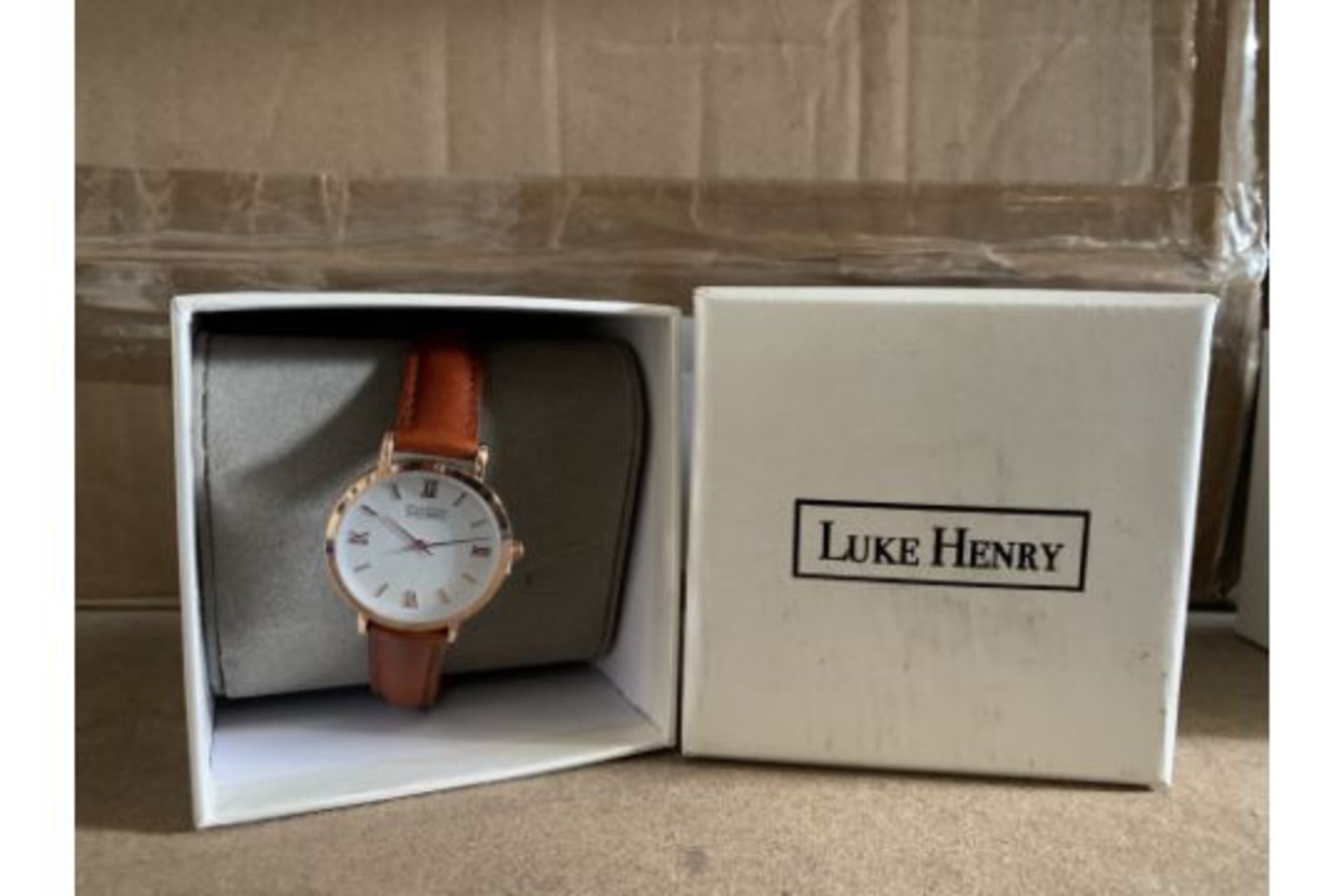 8 X BRAND NEW LUKE HENRY BROWN STRAPPED 32MM WATCH RRP £99 EACH (819/30)