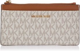 BRAND NEW MICHAEL KORS MONEY PIECES VANILLA/ACORN LARGE SLIM CARD CASE (3812) RRP £105