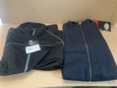 10 PIECE MIXED DICKIES LOT INCLUDING ZIP UP TOPS AND SWEATERS IN VARIOUS STYLES AND SIZES