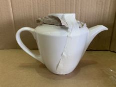 2 X BRAND NEW PACKS OF 6 STEELITE WHITE HARMONY TEAPOTS 597ML RRP £102 PER PACK