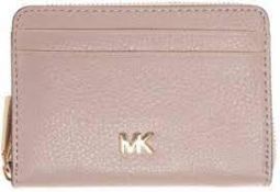 BRAND NEW MICHAEL KORS MONEY PIECES SOFT PINK ZIP AROUND COIN CARD CASE (8133) RRP £95