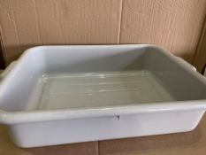 40 X BRAND NEW TABLECRAFT GREY 21.5 X 15 X 5 INCH POLYETHYLENE PLASTIC BUS TUBS RRP £7 EACH