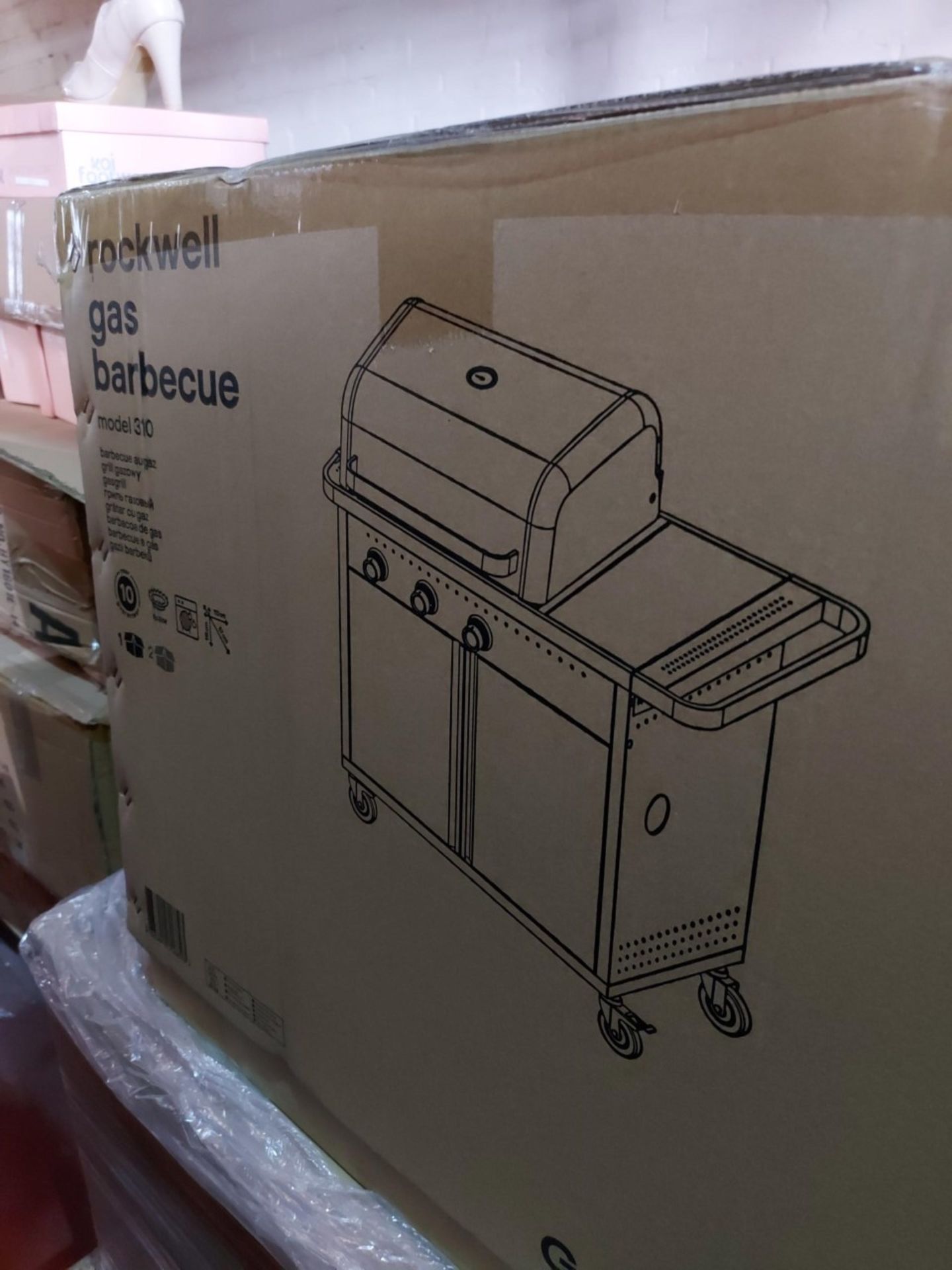 PALLET TO CONTAIN 4 X NEW BOXED ROCKWELL 310 GAS BARBECUE (BOX 1 OF 2 ONLY).