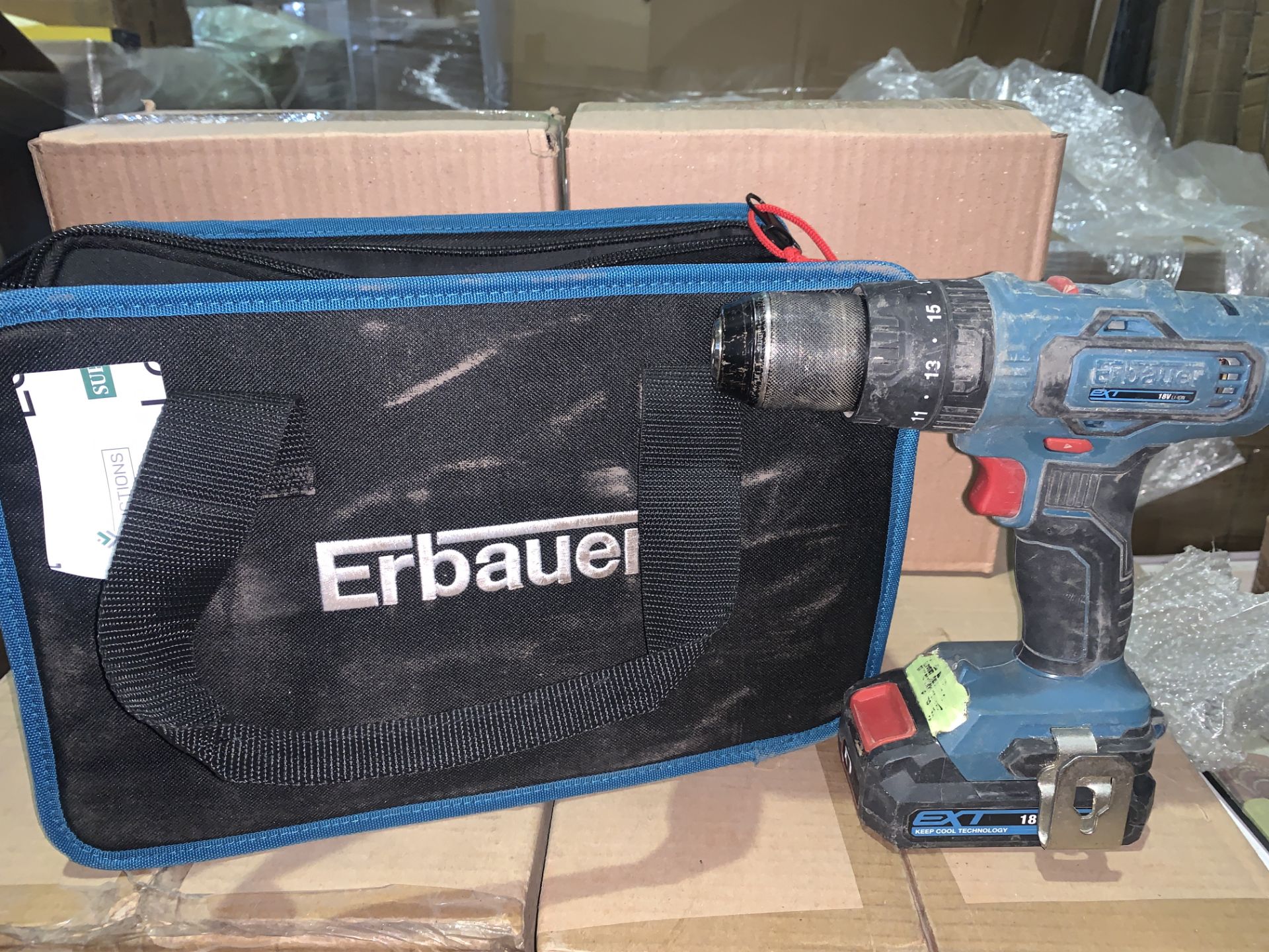 ERBAUER EBCD18LI-2 18V 2.0AH LI-ION EXT CORDLESS COMBI DRILL COMES WITH 2 X BATTERIES, CHARGER AND