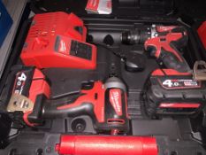 MILWAUKEE M18 CBLPP2A-402C 18V 4.0AH LI-ION REDLITHIUM BRUSHLESS CORDLESS COMBI DRILL & IMPACT