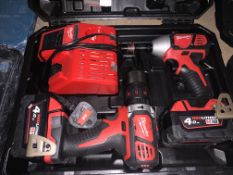 MILWAUKEE M18 BPP2Q-402C 18V 4.0AH LI-ION REDLITHIUM CORDLESS TWIN PACK COMES WITH 2 BATTERIES,