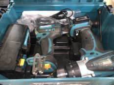 MAKITA COMBI DRILL AND IMPACT DRIVER TWIN SET COMES WITH 1 BATTERY, CHARGER AND CARRY CASE (