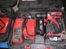 MILWAUKEE M18 CBLPD-402C 18V 4.0AH LI-ION REDLITHIUM BRUSHLESS CORDLESS COMBI DRILL COMES WITH 2