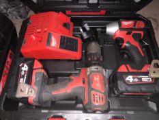 MILWAUKEE M18 BPP2Q-402C 18V 4.0AH LI-ION REDLITHIUM CORDLESS TWIN PACK COMES WITH 2 BATTERIES,