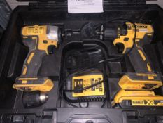 DEWALT DCK2060D2T-SFGB 18V 2.0AH LI-ION XR BRUSHLESS CORDLESS COMBI DRILL AND IMPACT DRIVER TWIN