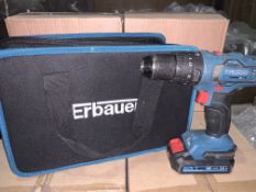 ERBAUER EBCD18LI-2 18V 2.0AH LI-ION EXT CORDLESS COMBI DRILL COMES WITH COMES WITH 2 BATTERIES AND