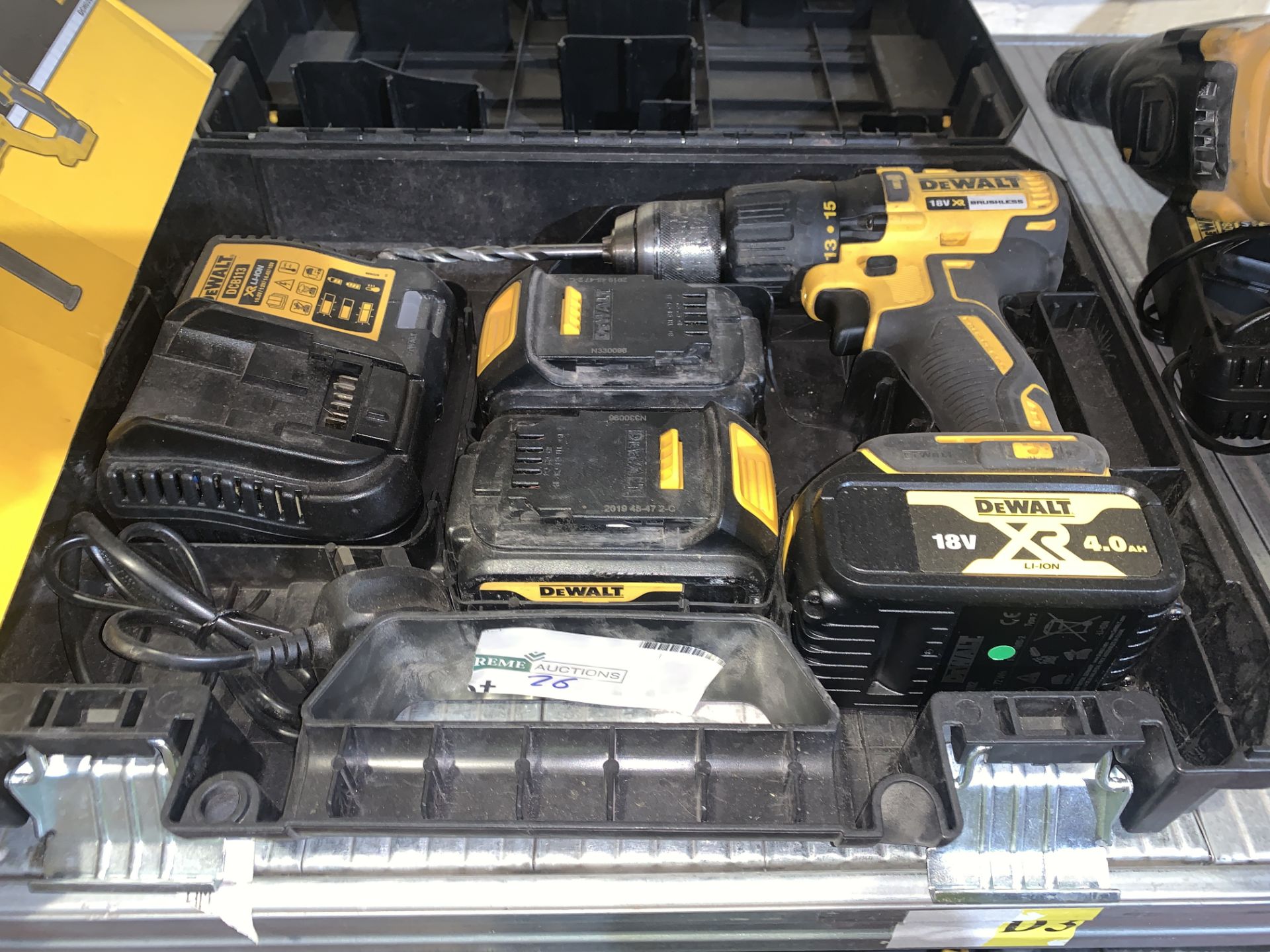 DEWALT DCD778M2T COMBI DRILL COMES WITH 3 BATTERIES, CHARGER AND CARRY CASE (UNCHECKED / UNTESTED )