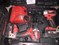 MILWAUKEE M18 CBLPP2A-502C 18V 5.0AH LI-ION REDLITHIUM BRUSHLESS CORDLESS COMBI DRILL & IMPACT