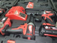 MILWAUKEE M18 CBLPP2A-502C 18V 5.0AH LI-ION REDLITHIUM BRUSHLESS CORDLESS COMBI DRILL & IMPACT