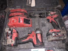 MILWAUKEE M18 CBLPP2A-502C 18V 5.0AH LI-ION REDLITHIUM BRUSHLESS CORDLESS COMBI DRILL & IMPACT