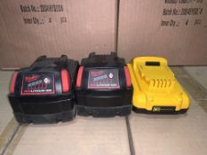 2 X MILWAUKEE 4.AH BATTERIES AND 1 X DEWALT 3.0AH BATTERY (UNCHECKED / UNTESTED )