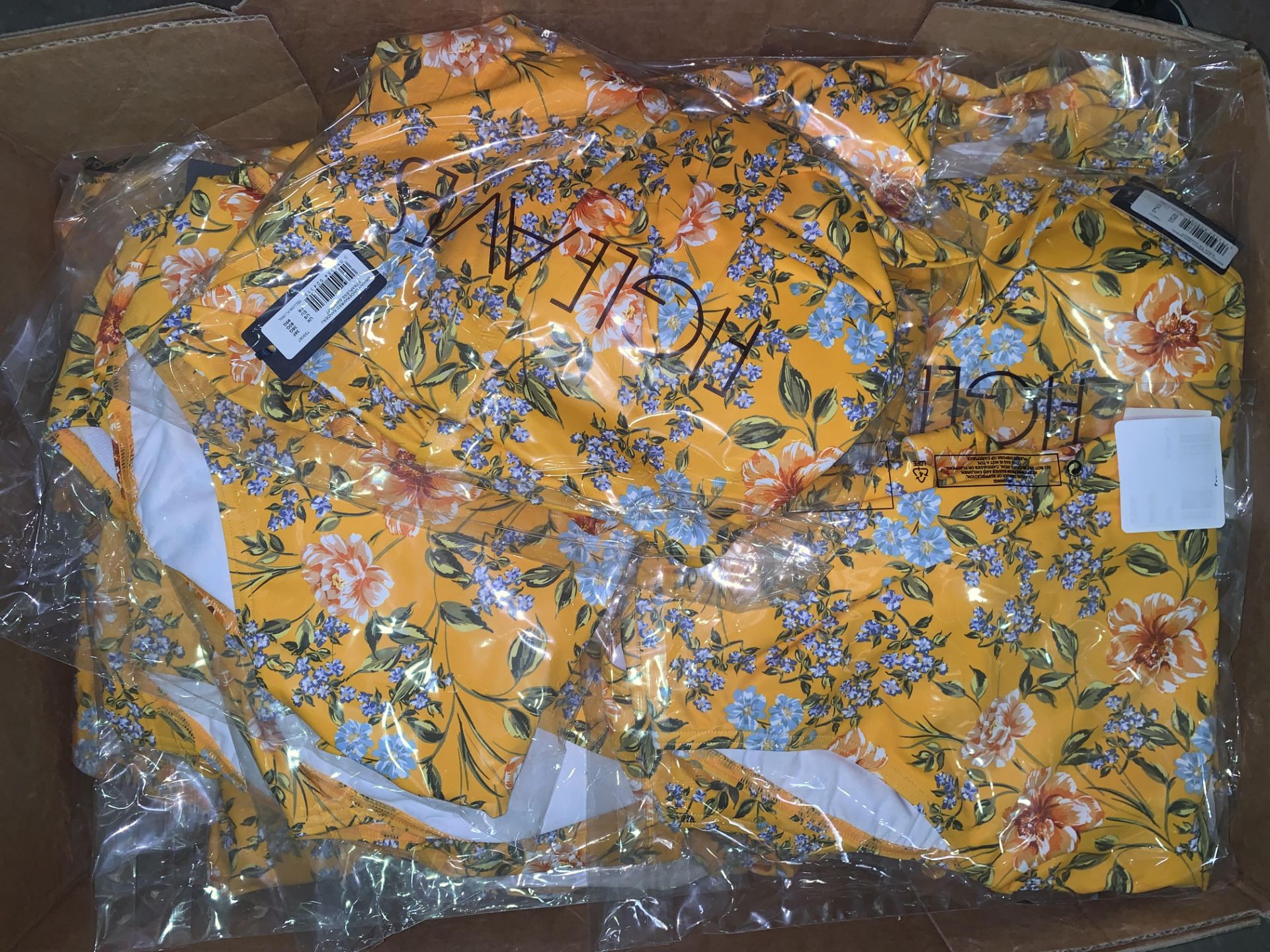 10 X BRAND NEW INDIVDUALLY PACKAGED FIGLEAVES YELLOW FLORAL BRIONY UNDERWIRED BANDEAU STRAPLESS