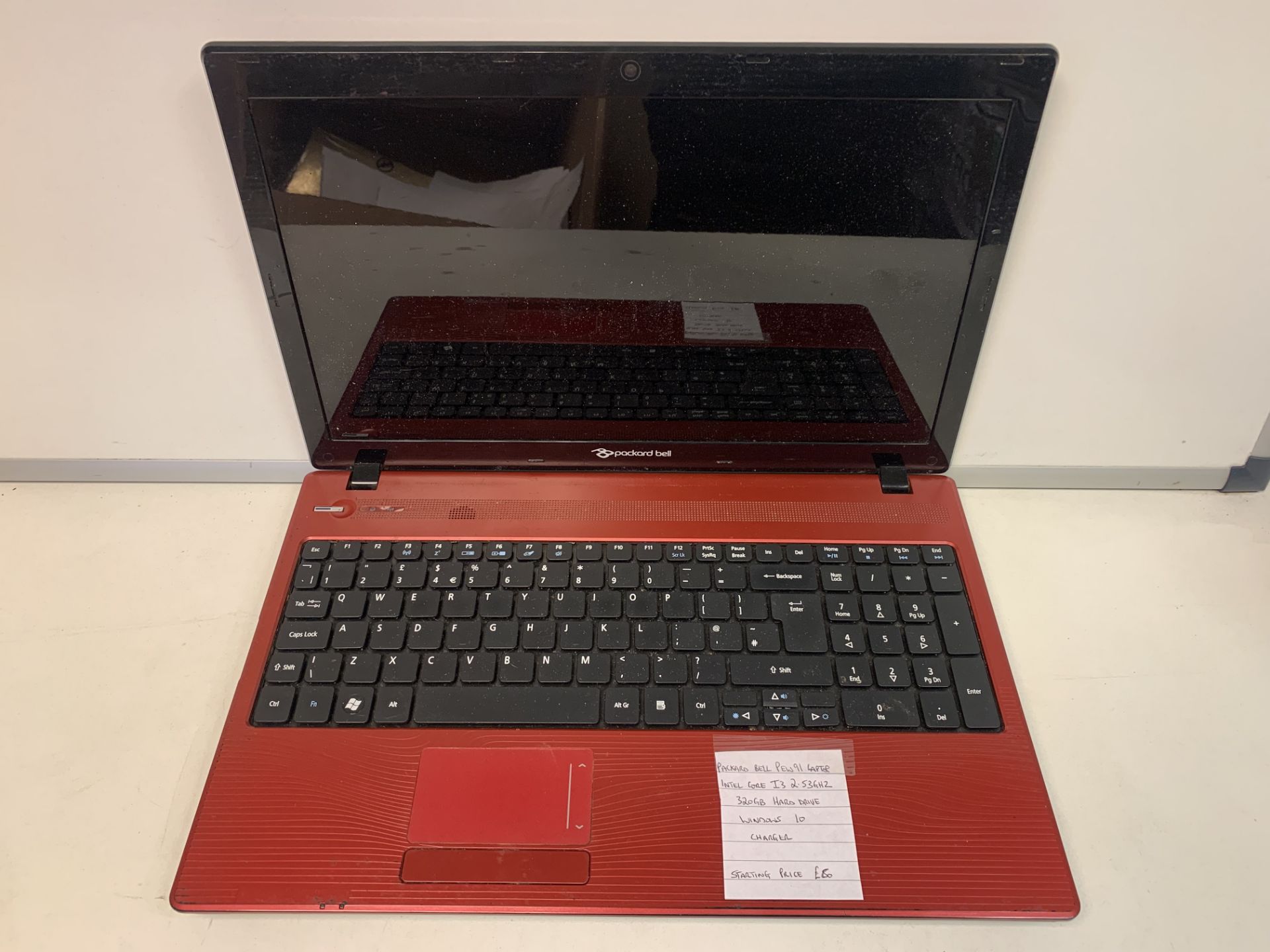 PACKARD BELL PEW91 LAPTOP, INTEL CORE i3, 2.53GHZ, 320GB HARD DRIVE, WINDOWS 10 WITH CHARGER