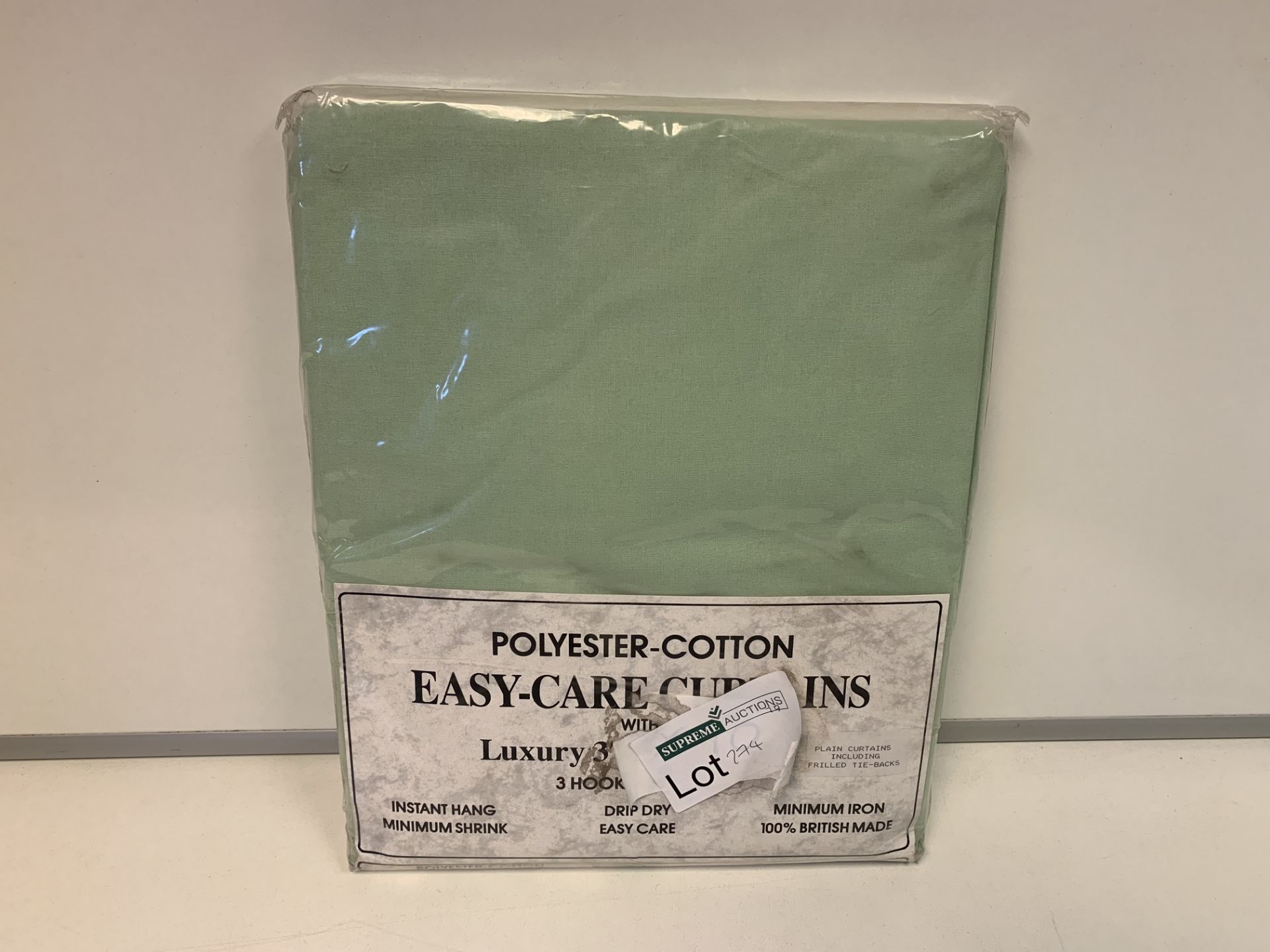 10 X BRAND NEW EASY CARE CURTAINS WITH TIE BACKS (274/20)