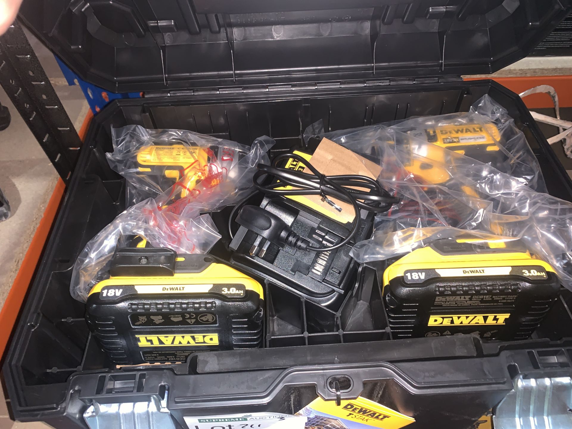 DEWALT TWIN PACK DCD795 AND DCF887 WITH 3 BATTERIES, CHARGER AND CARRY CASE (UNCHECKED)