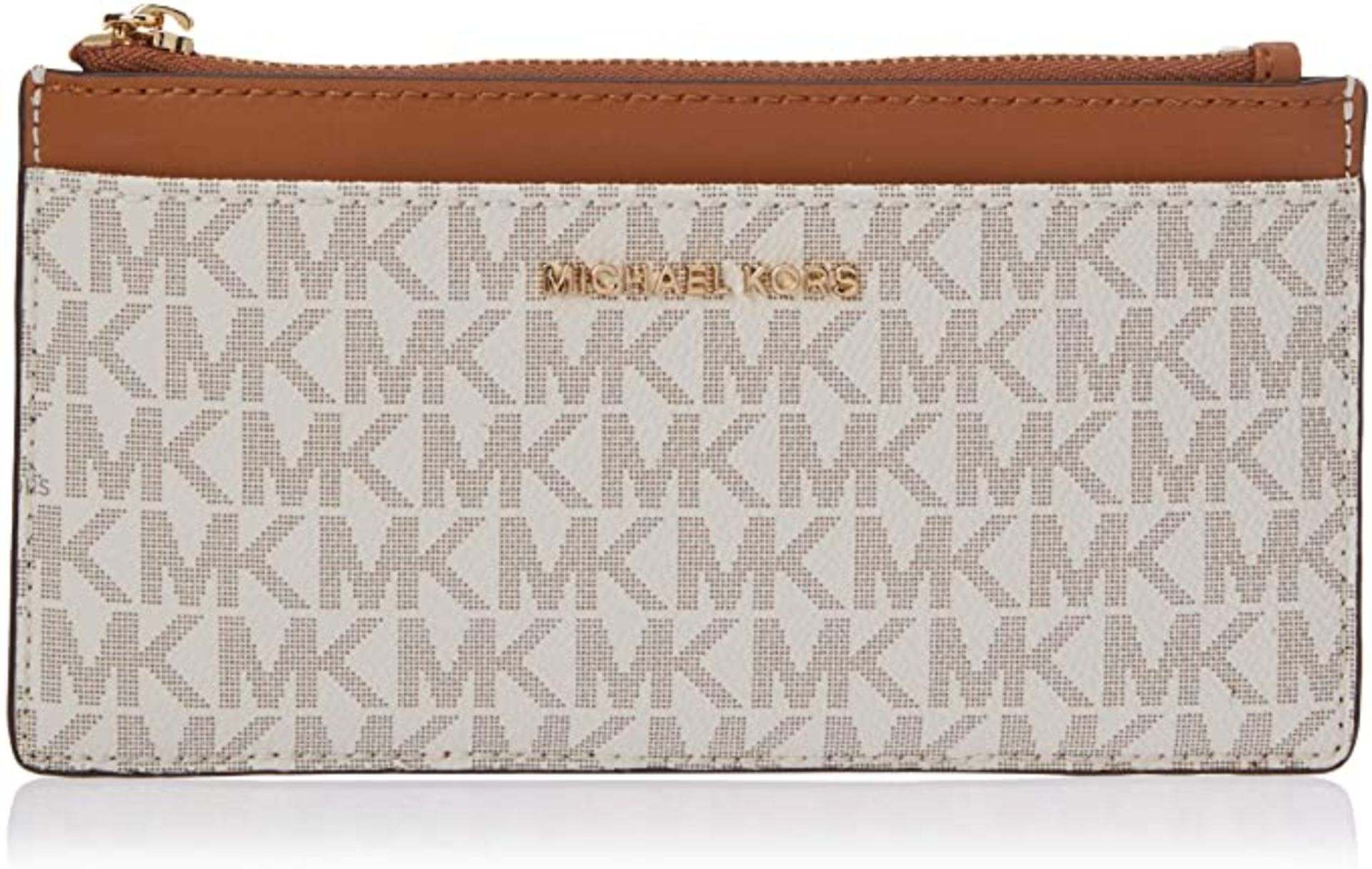 BRAND NEW MICHAEL KORS MONEY PIECES VANILLA/ACORN LARGE SLIM CARD CASE (3812) RRP £105 (302/27)