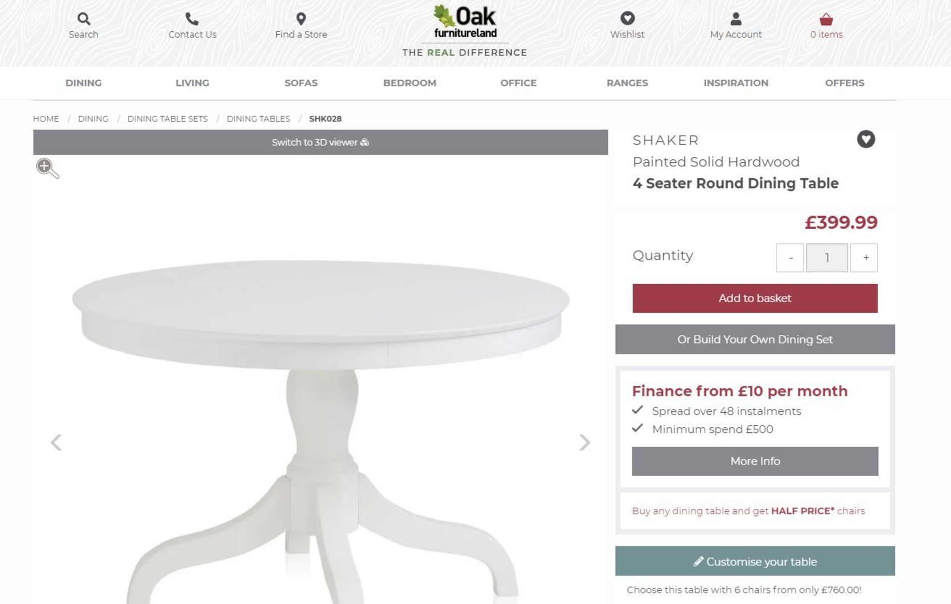 NEW BOXED Shaker Hardwood Painted Hardwood 4 Seater Dining Table. RRP £399.99. - Image 2 of 2