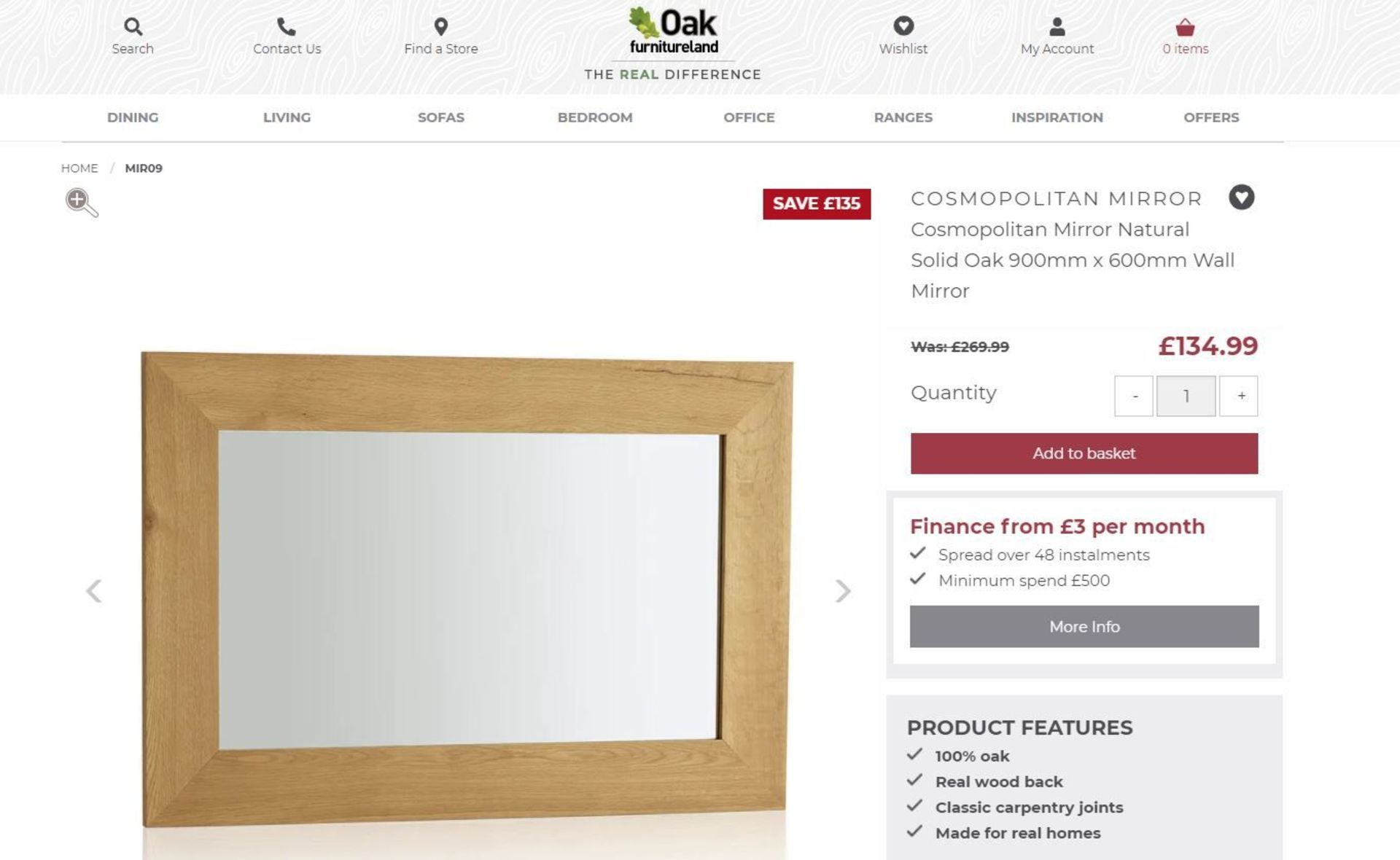 5 X NEW BOXED Cosmopolitan Mirror Natural Solid Oak 900mm x 600mm Wall Mirror. RRP £269.99 EACH, - Image 2 of 2