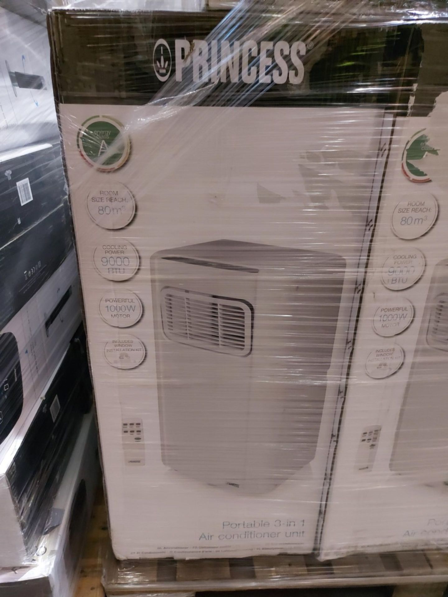 1 x PRINCESS WHITE AIR CONDITIONER 9000 BTU. RRP £399.99 EACH. 1000 Watt mobile air conditioner