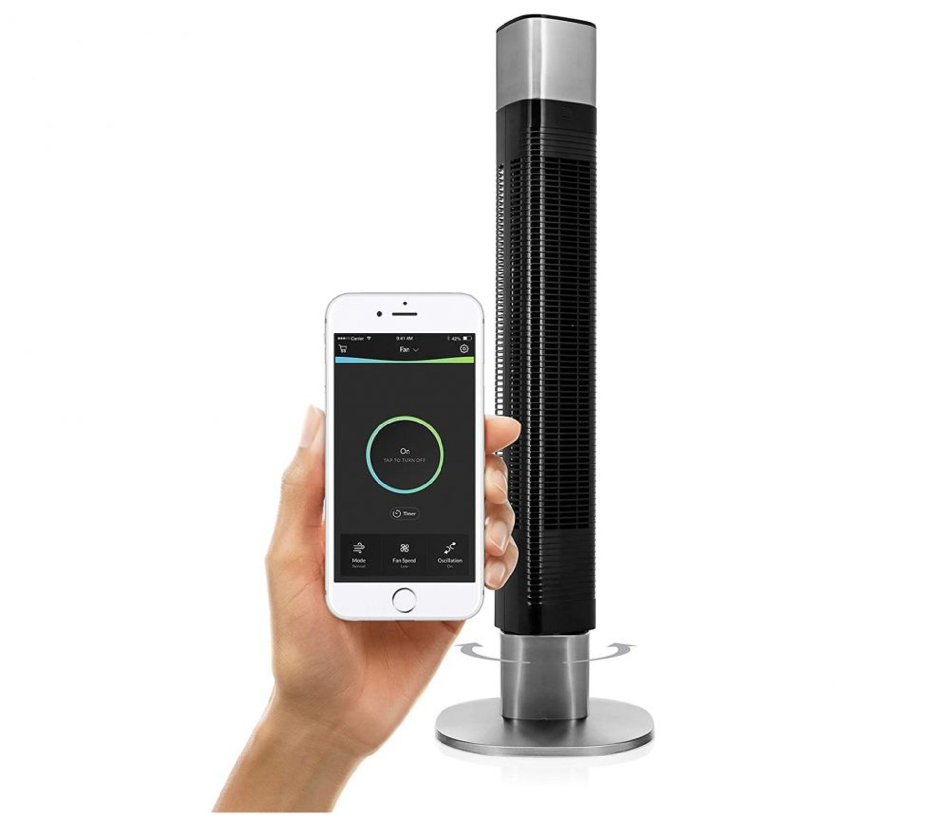 1 x PRINCESS 350000 Smart Tower Fan - Black. RRP £119.99 EACH. Control remotely from your phone 3