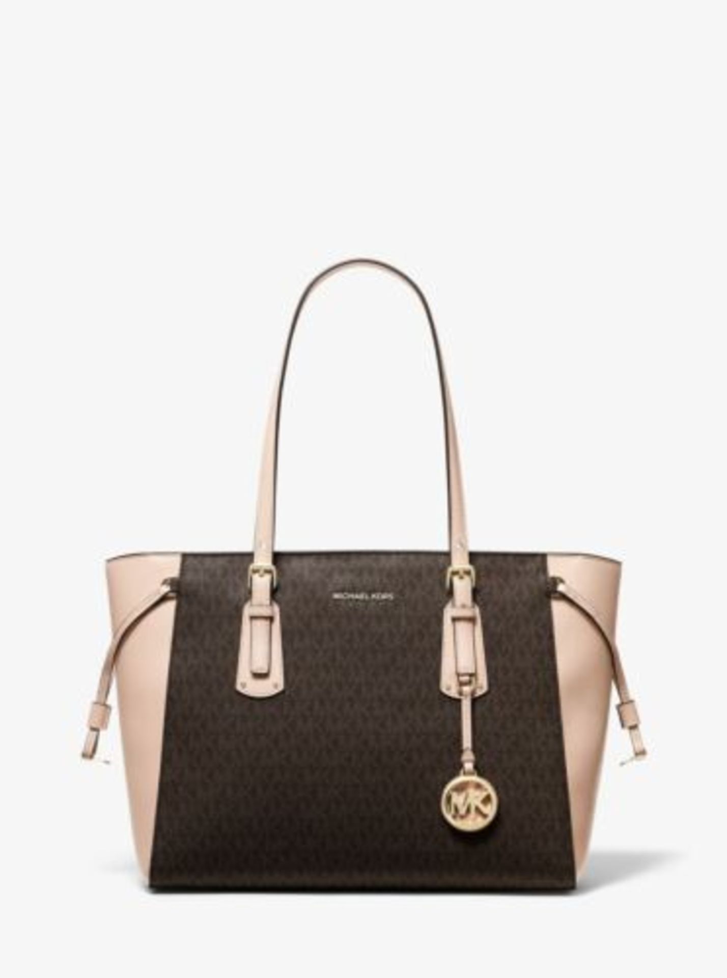 BRAND NEW MICHAEL KORS VOYAGER BROWN/SOFT PINK MEDIUM MF TZ TOTE BAG (3422) RRP £355