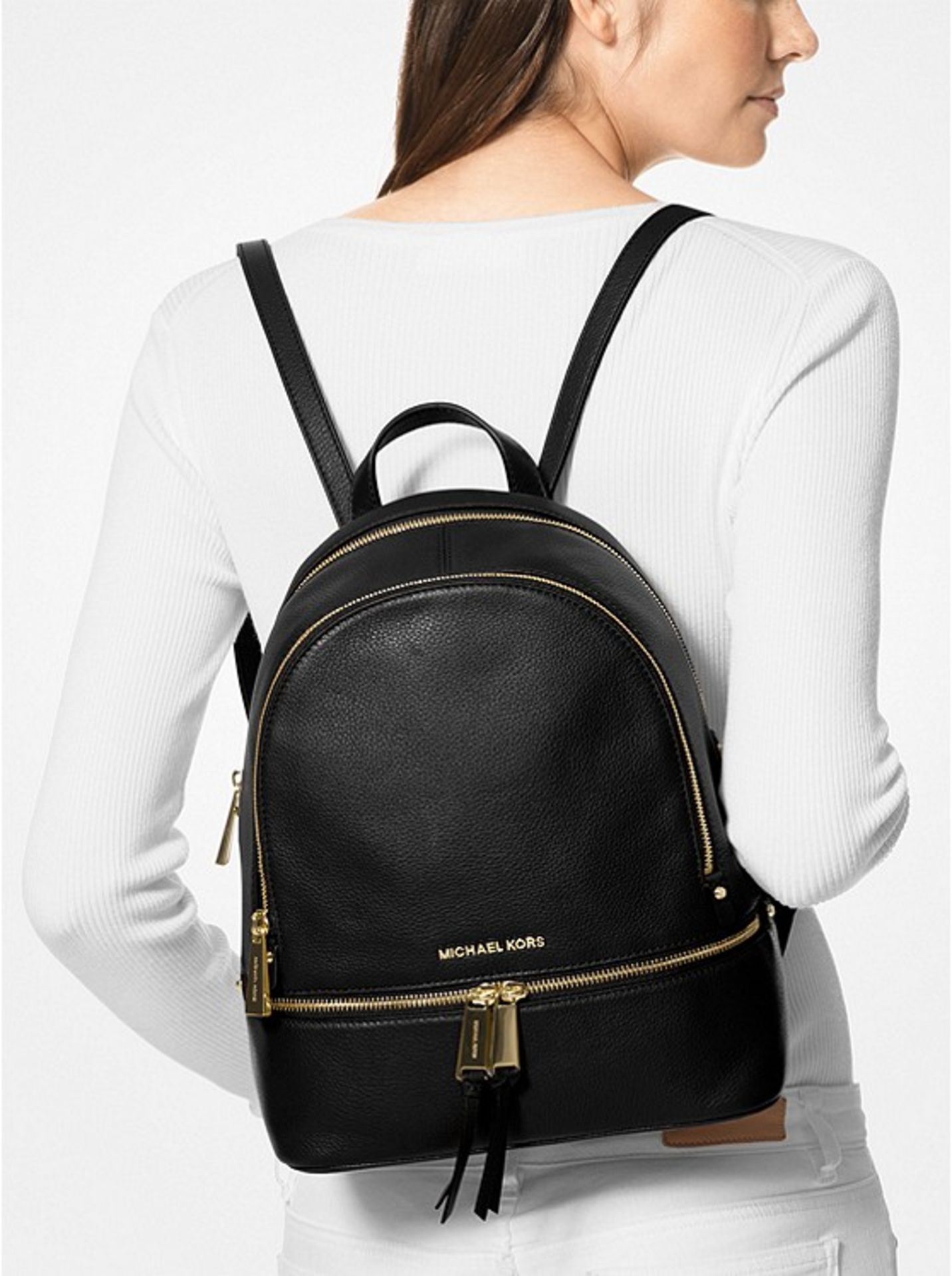 BRAND NEW MICHAEL KORS TOBY BLACK LEATHER MEDIUM BACKPACK (4004) -4 RRP £395 - Image 2 of 2