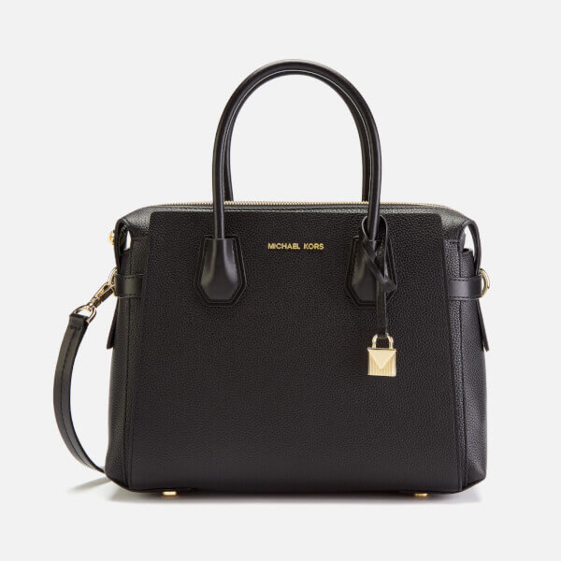 BRAND NEW MICHAEL KORS MERCER BLACK BELTED MEDIUM SATCHEL BAG (6119) RRP £399-1