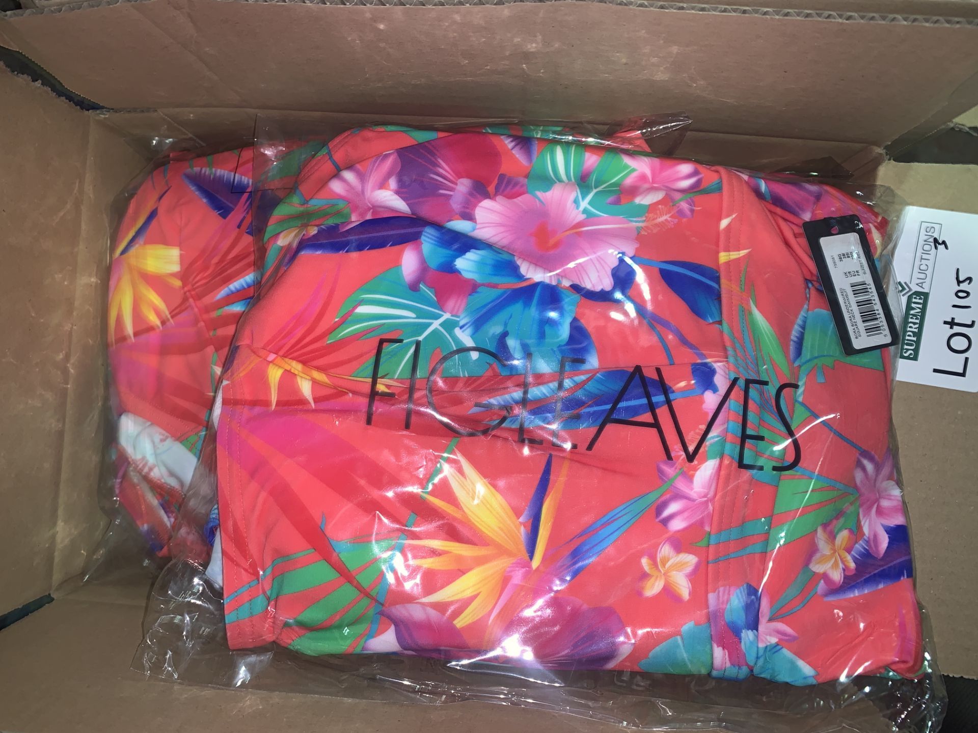 10 X BRAND NEW INDIVIDUALLY PACKAGED FIGLEAVES SUNSET RED BORA BORA UNDERWIRED SQUARE NECK SWIMSUITS