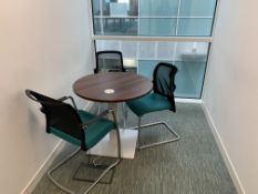 MEETING ROOM 1 INCLUDING ROUND SOLID WOOD TABLE WITH ELECTRICAL SOCKET AND 3 CHAIRS