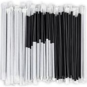 PALLET TO CONTAIN 50,000 x NEW SEALED BLACK INDIVIDUALY WRAPPED DRINKING STRAWS